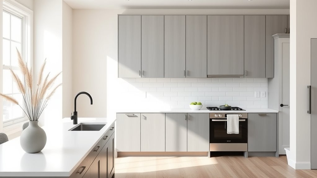 harmonious gray cabinet contrasts