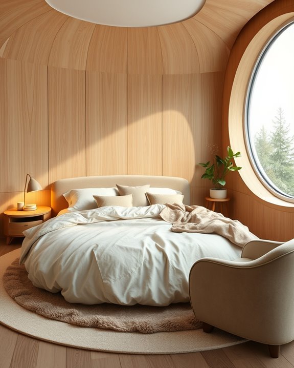 harmonious wood and fabric