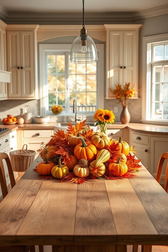 harvest centerpiece with candles