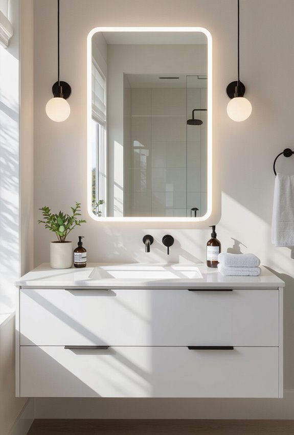 heated anti fog vanity mirror