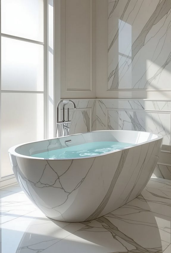 heated marble bathtub centerpiece