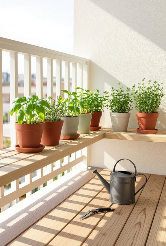 herb filled vertical balcony garden