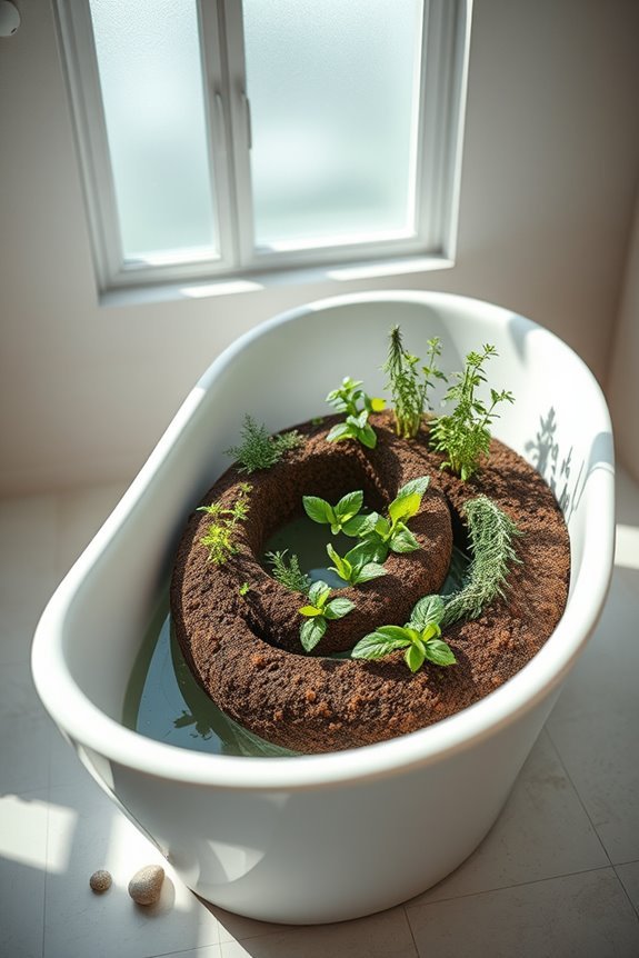 herb spiral bathtub garden