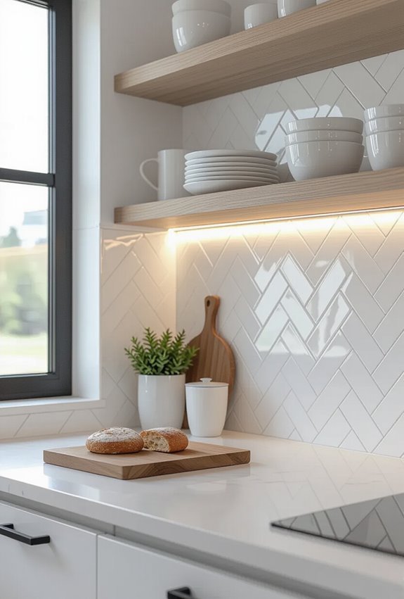 herringbone angled contrasting grout