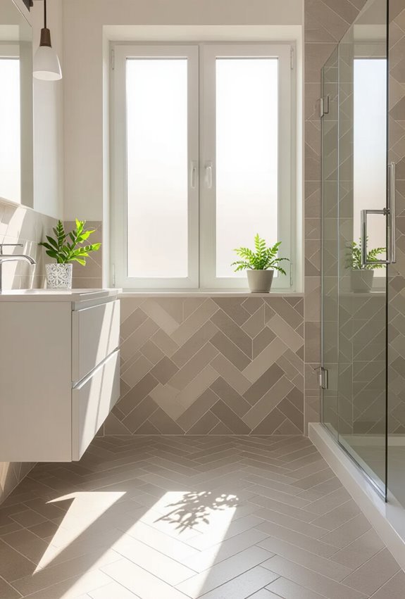 herringbone diagonal textured tiles
