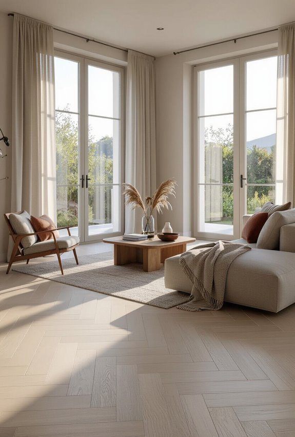 herringbone floors add movement