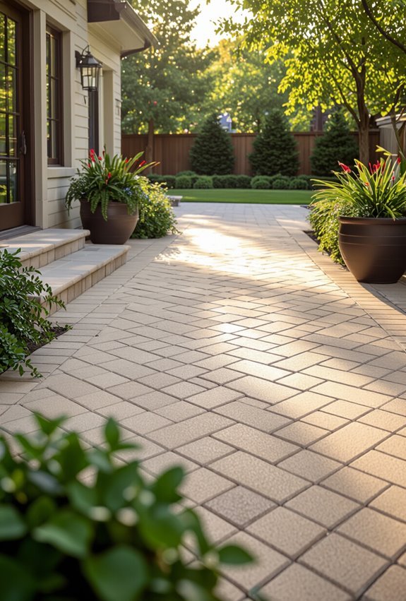 herringbone pavers add charm