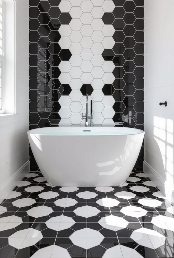 hexagon mosaic black and white