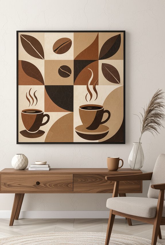 hexagonal midcentury coffee motifs