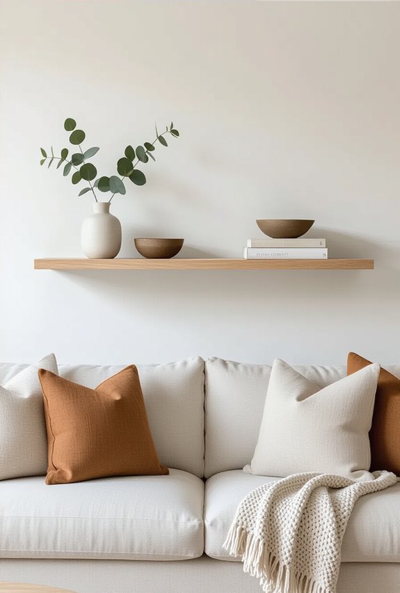 hidden bracket floating shelf styling