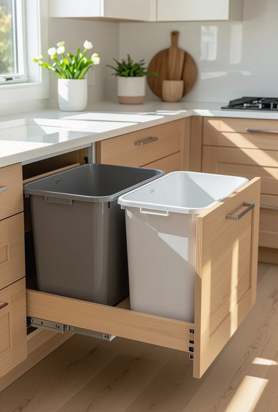 hidden pull out trash bins