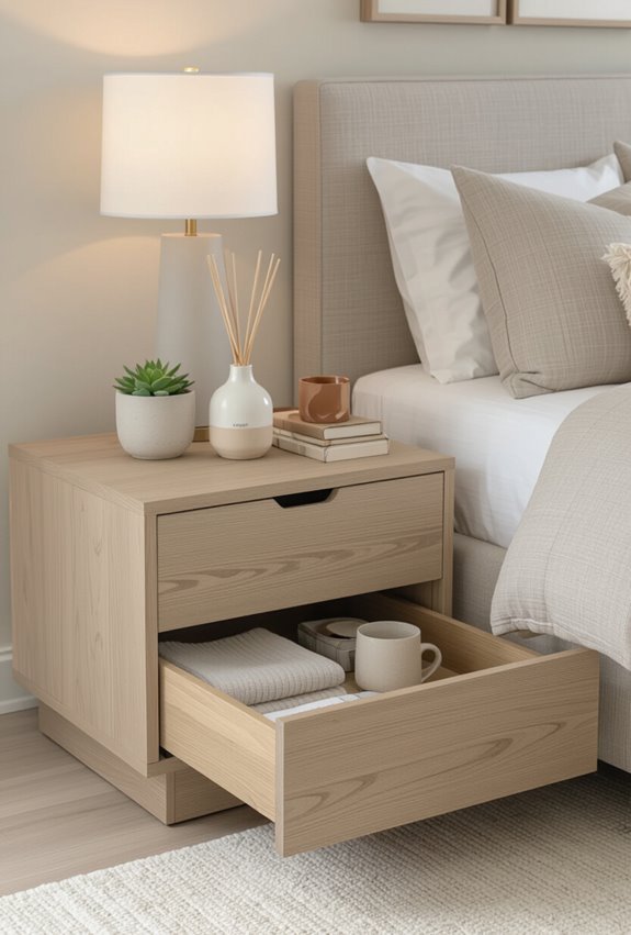 hidden storage bedside organization