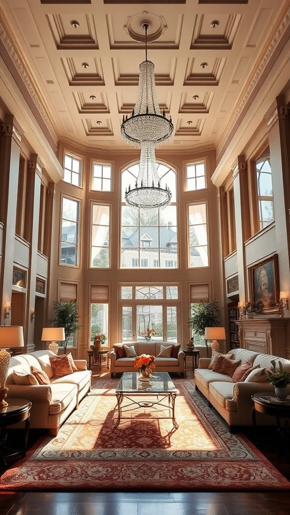 high ceilings bold chandeliers