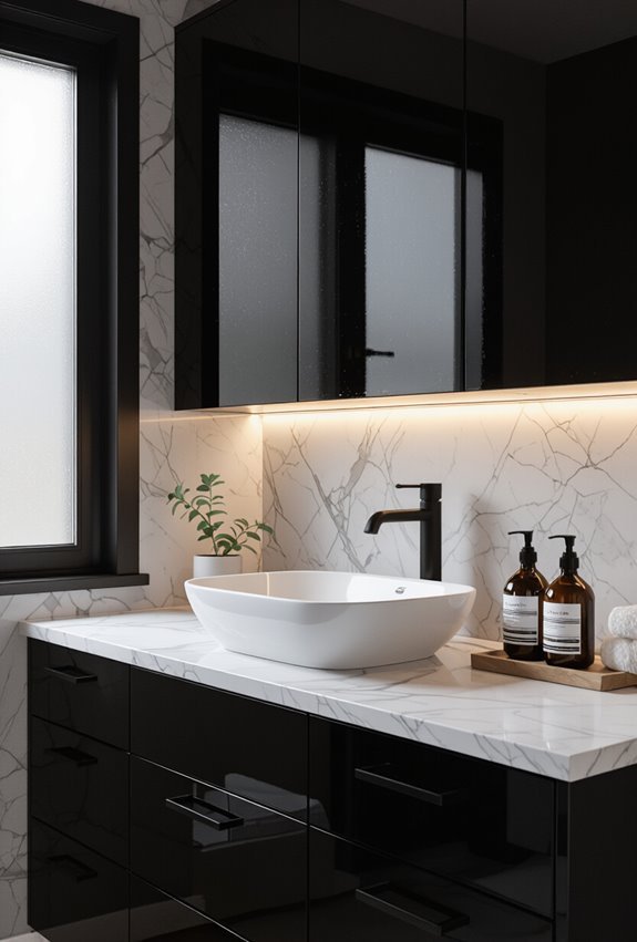 high gloss black bathroom cabinets