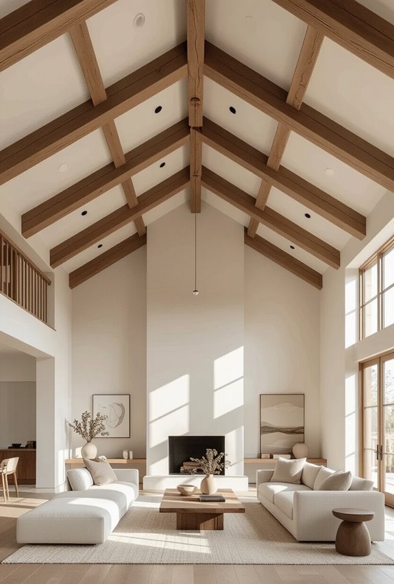 highlight ceiling with beams