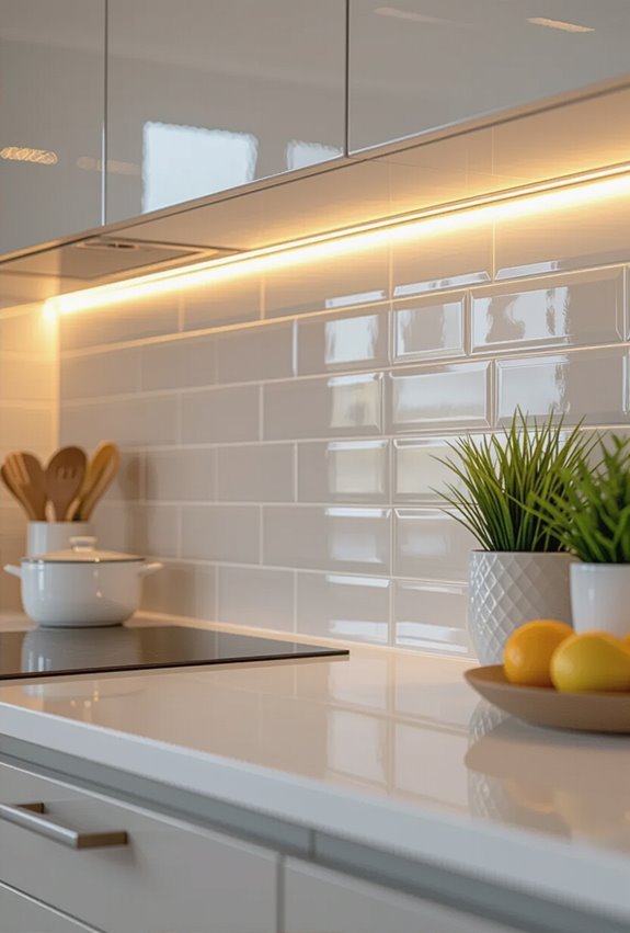 highlight textured backsplash with lighting