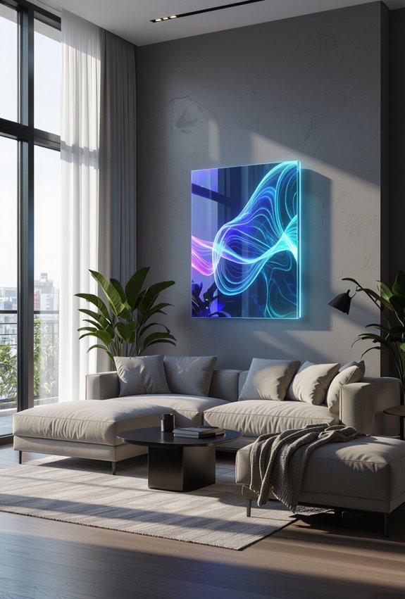holographic shifting cyberpunk wall