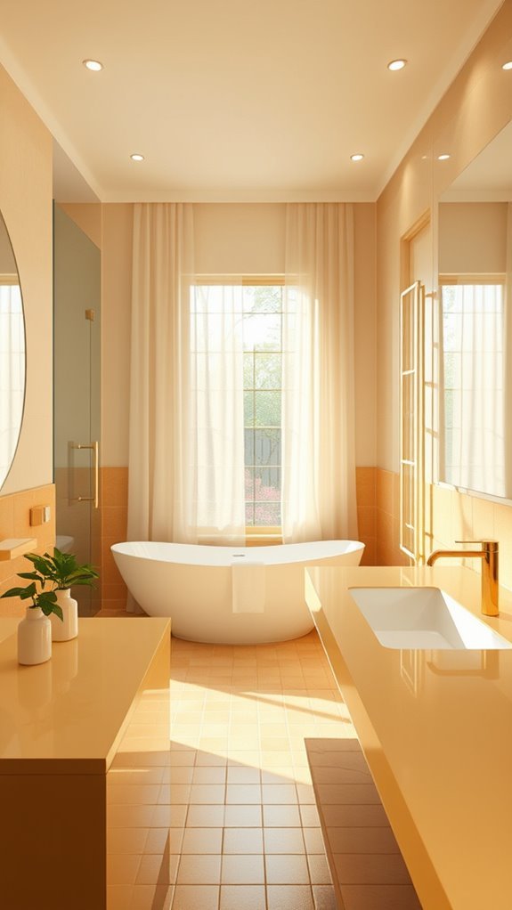 honey gold bathroom accents