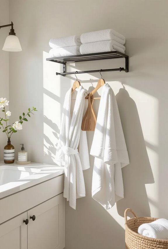 hooks racks organized bathroom essentials