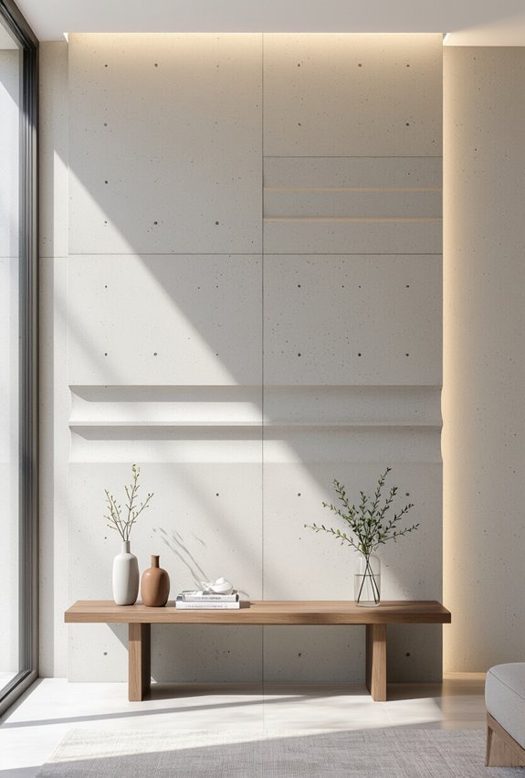 horizontal grooved illuminated acoustic concrete