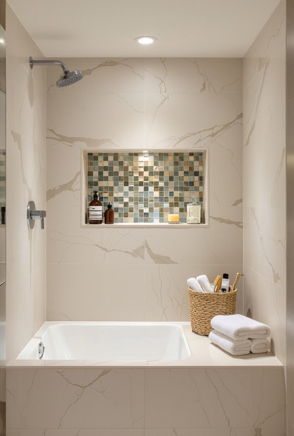 horizontal hand cut mosaic band