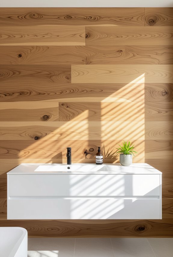 horizontal plank modern bathroom