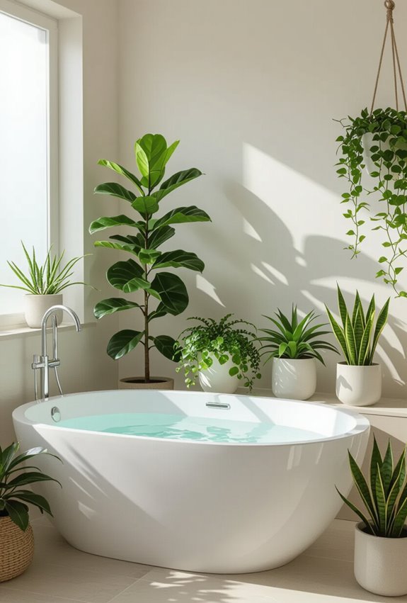 humidity loving tropical bathroom greenery