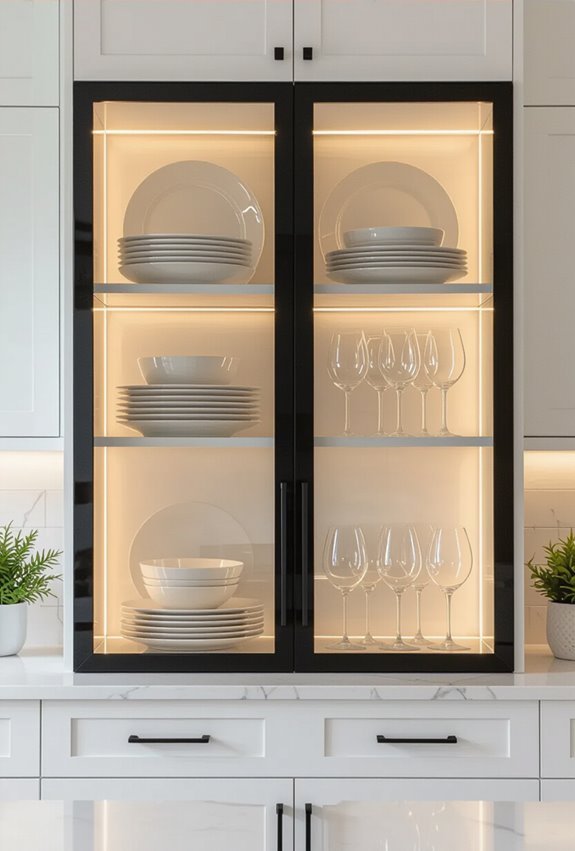 illuminate glass front cabinet displays