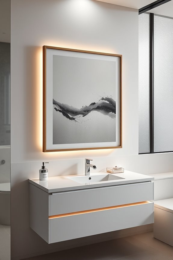 illuminated bathroom wall art