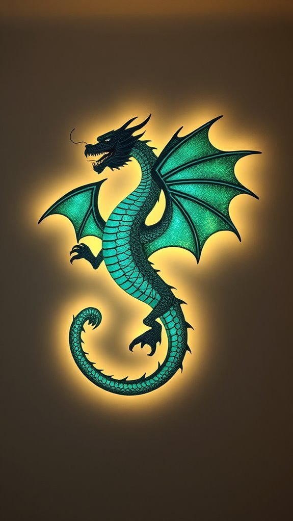 illuminated dragon wall art