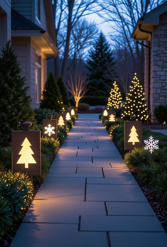 illuminated festive walkway welcome signs
