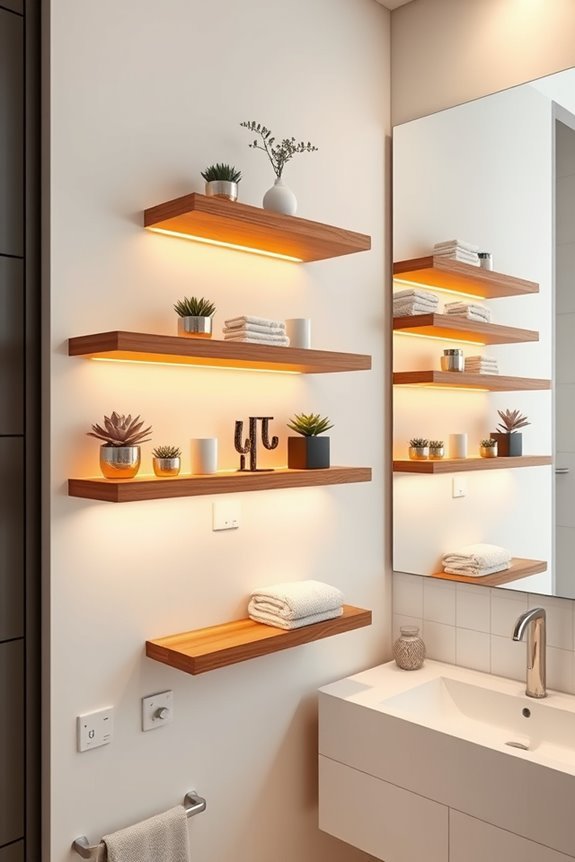 illuminated floating bathroom shelves