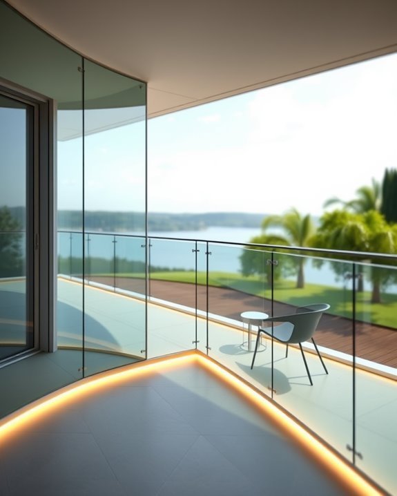 illuminated glass balcony design