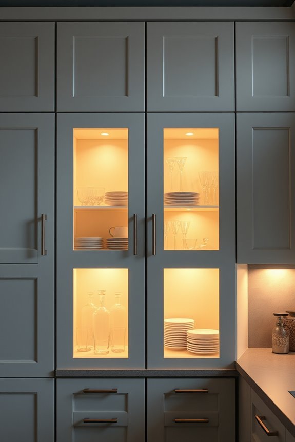 illuminated glass cabinet doors