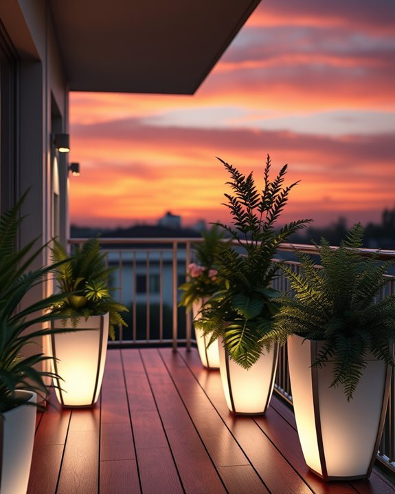 illuminated outdoor planter aesthetics