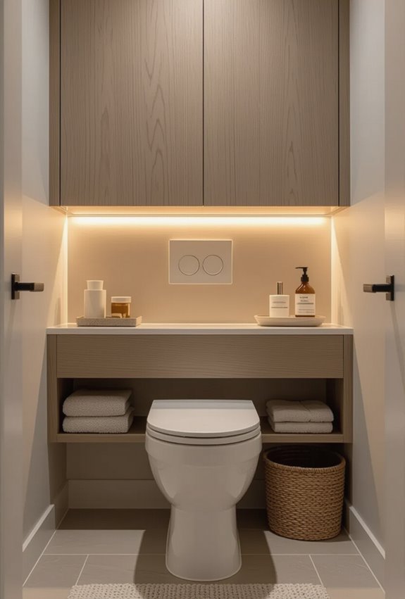 illuminated over toilet storage cabinet