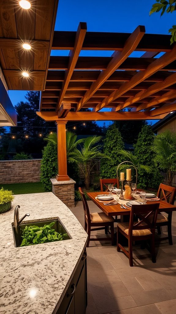 illuminated pergola for dining