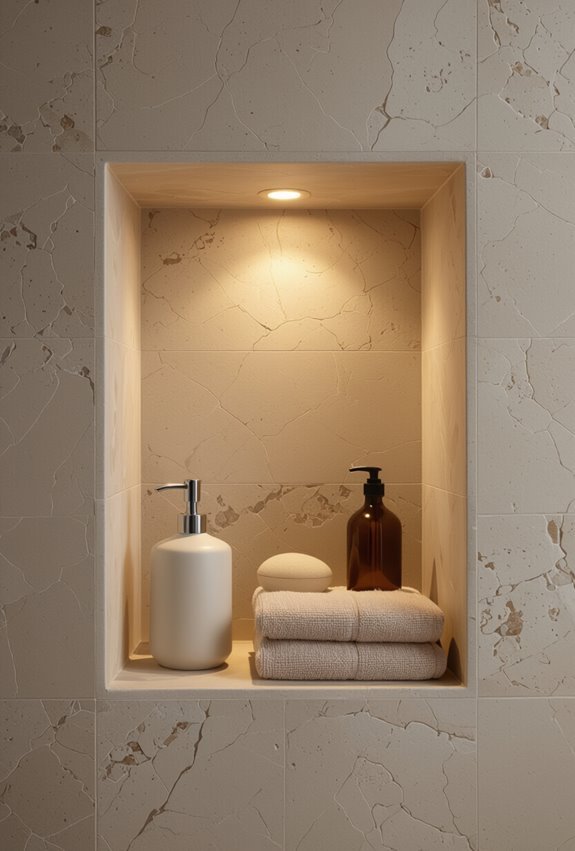illuminated recessed shelving with leds