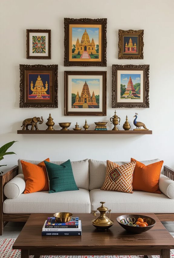 indian themed framed memorabilia display