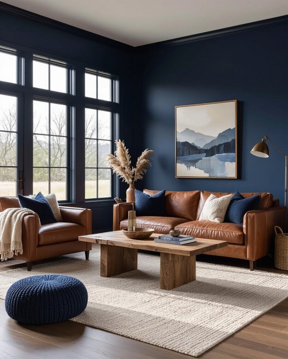 indigo accents with warmth