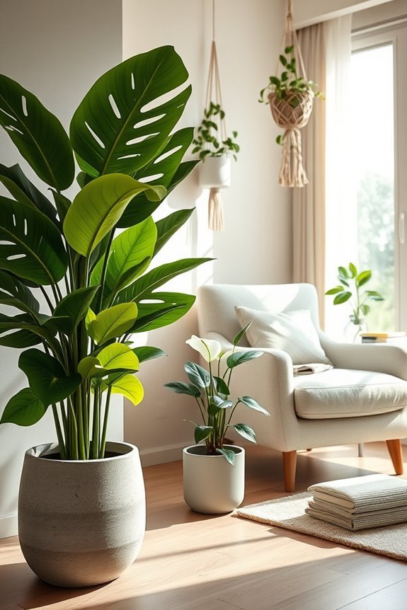 indoor plant reading nook