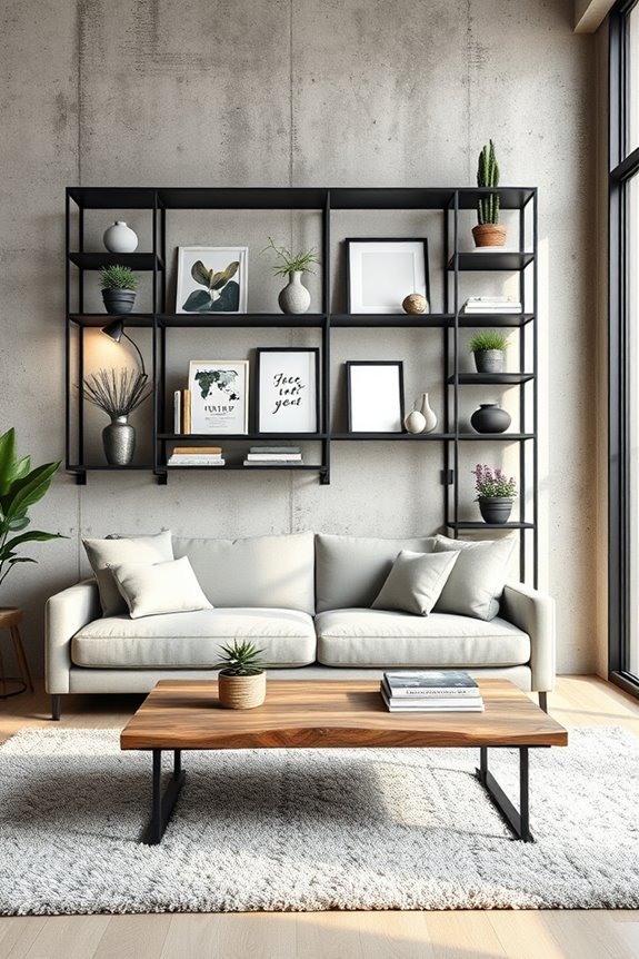 industrial black metal shelves