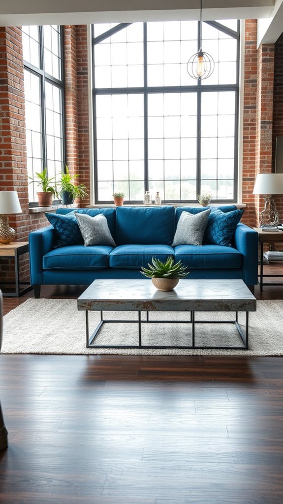 industrial blue couch accents
