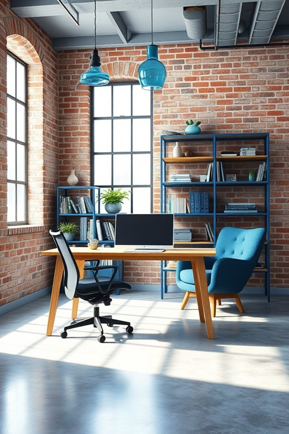 industrial blue workspace design