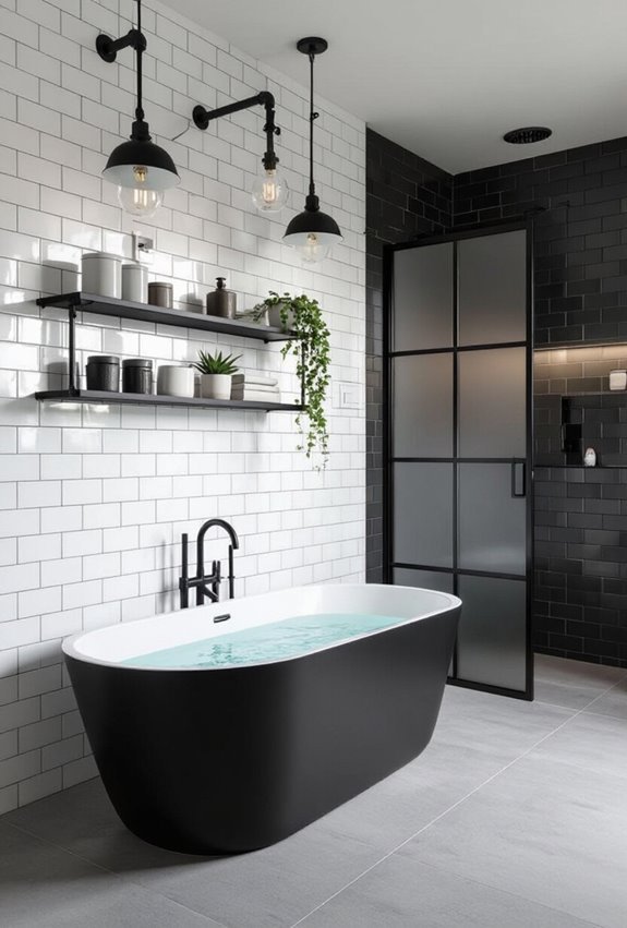 industrial chic monochrome bathroom styling