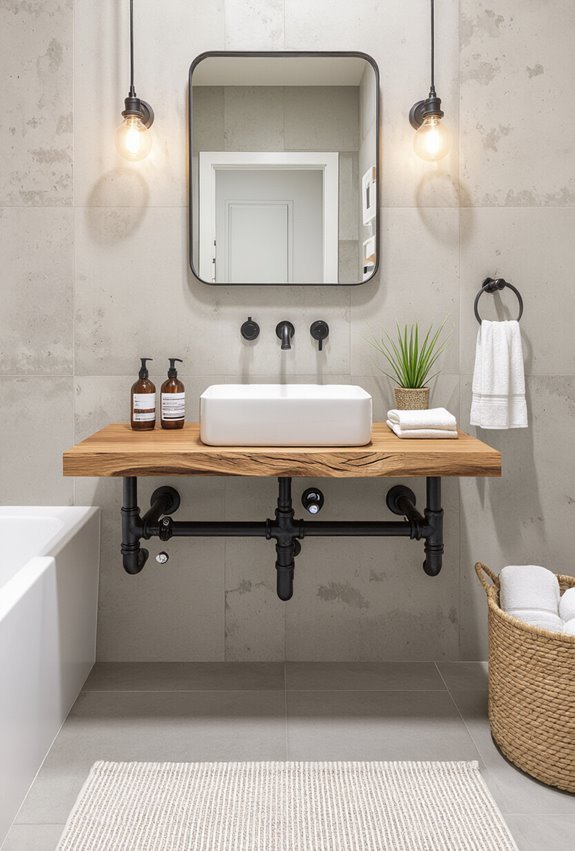 industrial exposed pipe vanity sculpture