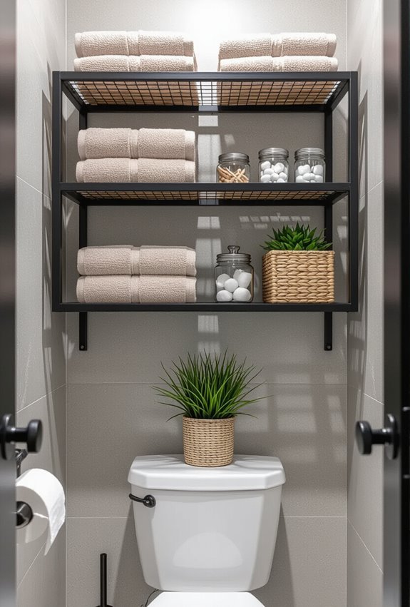 industrial metal bathroom shelving
