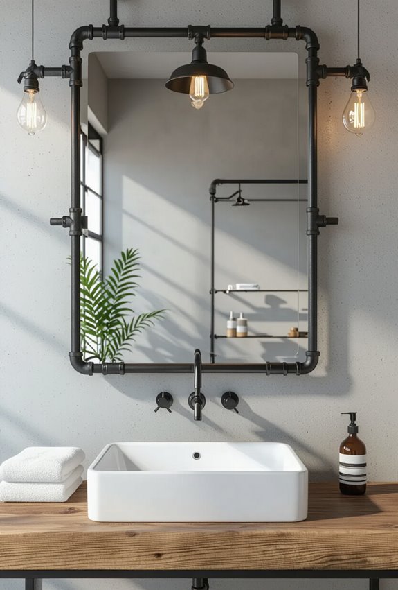 industrial metal pipe mirror frames