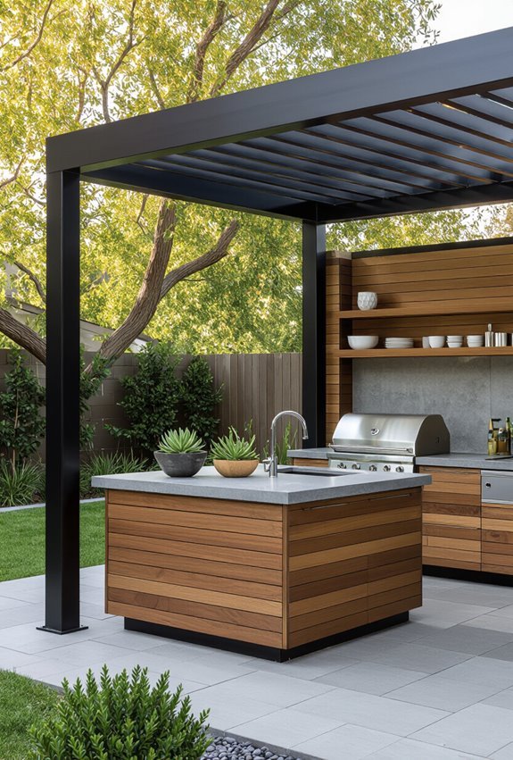 industrial minimalist metal pergola