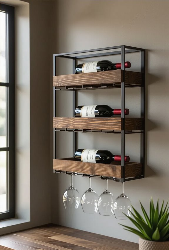 industrial minimalist wine display